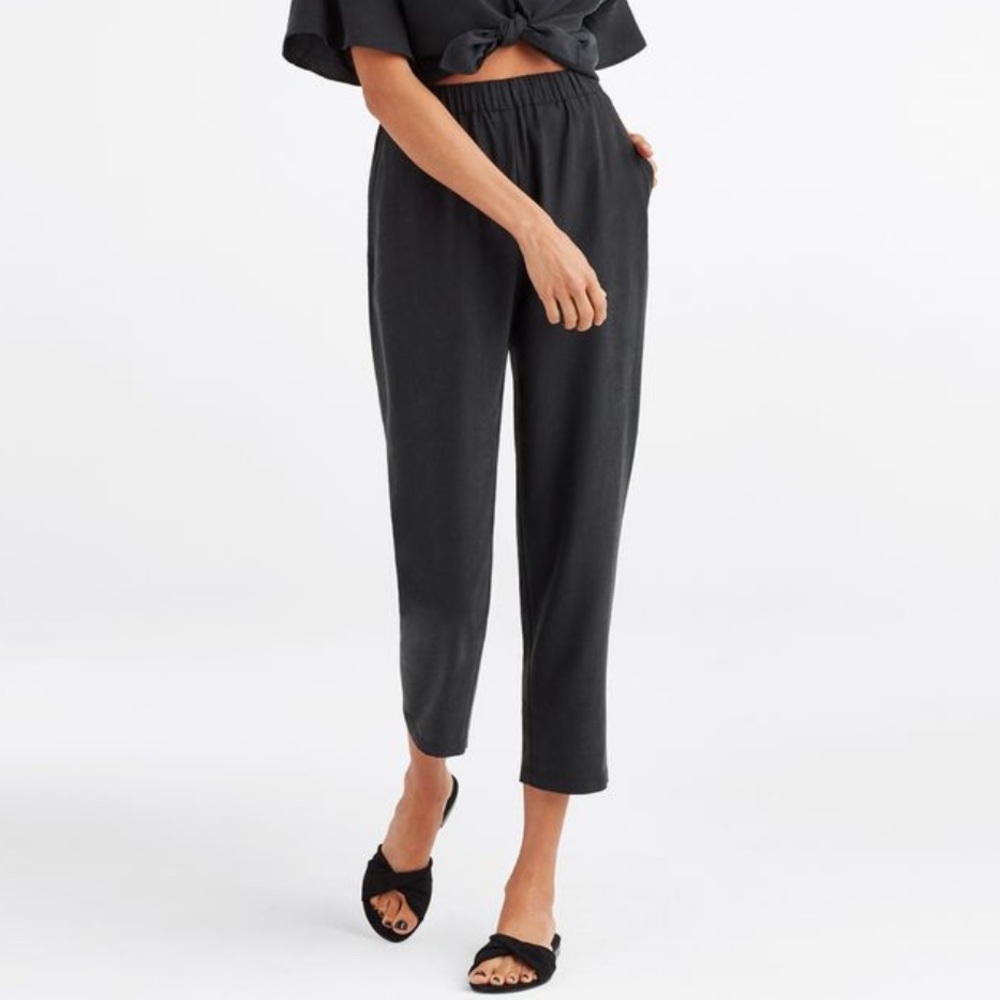 Vetta Tencel Tapered Pants Washed Black